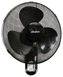 Schallen 16 Oscillating Wall Mounted Air Cool Fan with Timer & Remote Black