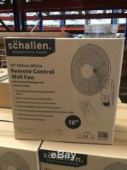Schallen 16 Oscillating Wall Mounted Air Cool Fan with Timer & Remote in WHITE
