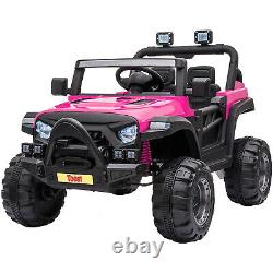 TOBBI 12 Volt Electric Remote Control Kids Toy Ride On Truck, Rose Red