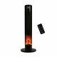 Tall Black Tower Fan Heater With Fireplace Ceramic Electric Led Remote 2000w