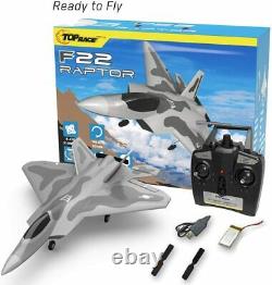 Top Race, Remote Control 4 Channel RC Fighter Jet Airplane Gray TR-F22B