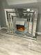Wfs Homeware 2 Tier Diamond Crushed Mirrored Electric Fireplace 140cm- Damaged