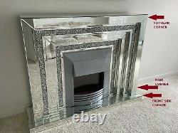 WFS Homeware 2 Tier Diamond Crushed Mirrored Electric Fireplace 140cm- Damaged