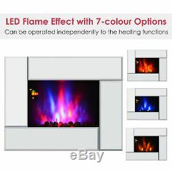 Wall Mount Electric Fireplace Heater With Remote Control Flame Effect 7 Day