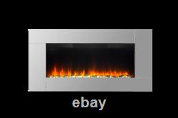 Wall Mounted Electric Fire Widescreen Home Living Flame Mirror Glass Fireplace