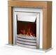Warmlite Chester Electric Fireplace Suite, Remote Control 2 Heats, Led Flame Oak