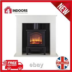 Warmlite WL45037W Ealing 1.8KW Compact Electric Stove Fireplace Suite, White N