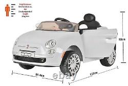 White Electric Ride on Car Fiat 500 12v with Parental Remote Control