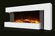 White Gloss Wall Mounted Fireplace Suite Electric Fire Home Decor Flicker Flame