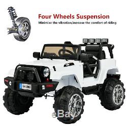 White SUV Kids Ride On Toy Car 4 X 4 Powered 12V Battery Electric Remote Control
