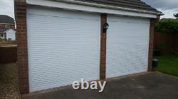 White Single Aluminium Insulated Electric Roller Garage door made in UK to size