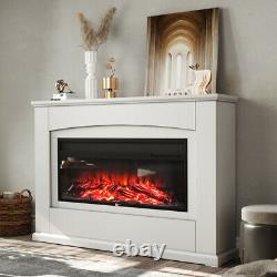 White Wall Fires Frees Sand Electric Fireplace Suite with Arch MDF Fire Surround