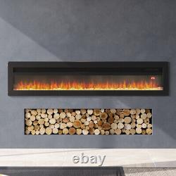 Wide 50 LED Electric Fireplace 9 Flames Inset Fire Heater Wall Mounted/Insert