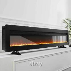 Wide 50 LED Electric Fireplace 9 Flames Inset Fire Heater Wall Mounted/Insert