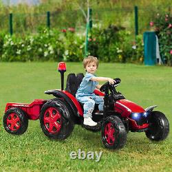 12v Enfants Ride Sur Tracteur Voiture Électrique Avec Remorque Télécommande Chargeur Au Sol