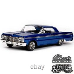 1/10 Chevrolet Impala Ss 1964 Rc Voiture Sautant Lowrider Blue Classic Edition Rtr