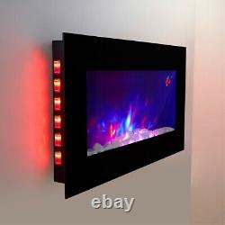 2021 Truflame 7 Couleur Led Black Glass Flat Electric Wall Mounted Fire