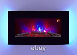 2022 Truflame 7 Couleur Led Black Glass Arched Electric Wall Mounted Fire Place