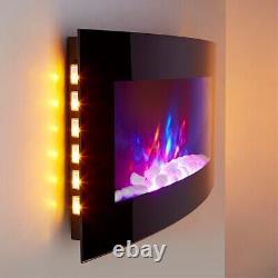 2022 Truflame 7 Couleur Led Black Glass Arched Electric Wall Mounted Fire Place