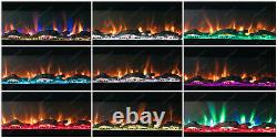 50/60 Pouce 10 Couleur Led White Black Wall Mounted Flushed Wide Electric Fire