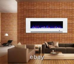 50/60 Pouce 10 Couleur Led White Black Wall Mounted Flushed Wide Electric Fire