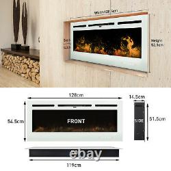 50'' Electric Wall Mounted Fireplace Led Réglable Heater 12 Flame Log Withremote