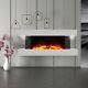 50 Grandes Flammes Électriques Murales En Verre Fire Led Fireplace Avec Mantel Blanc