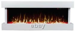 50 Pouces Led Digital Flames White Mantel 3 Sided Glass Wall Mounted Electric Fire