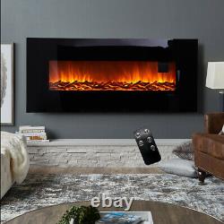 50 Pouces Led Flame Noir Mur À Montage De Feu Électrique Warmer Avec Télécommande Nouveau