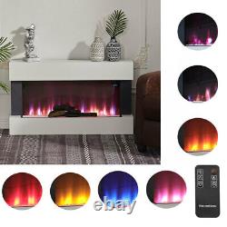50 Pouces Led Flicker Flames Electric Fire White Wall Mounted Fire Suite Fireplace