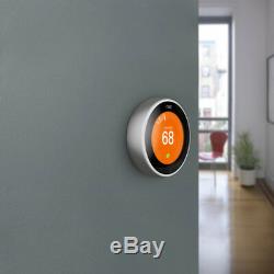 Apprentissage Google Thermostat Nest 3ème Génération (acier Inoxydable) Avec 2 Pack Wi-fi