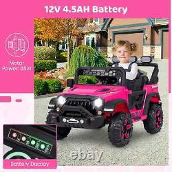 COSTWAY Camion Électrique pour Enfants 12V avec Télécommande - Rose