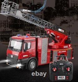Camion de pompiers électrique à télécommande 2,4G avec vaporisateur d'eau et musique jouet pour enfants