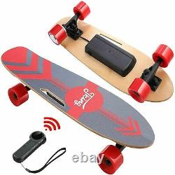 Caroma Electric Skateboard Remote Control, 350w Electric Longboard Cadeau Adulte Rouge