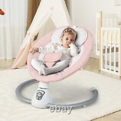 Chaise berçante électrique pour bébé avec balançoire, télécommande et lit à bascule avec moustiquaires.