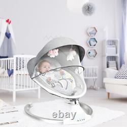 Chaise haute à bascule pour bébé électrique avec télécommande, lit à bascule avec moustiquaire