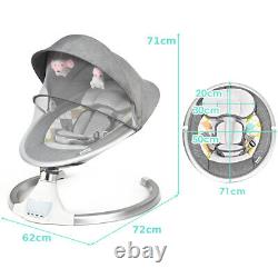 Chaise haute à bascule pour bébé électrique avec télécommande, lit à bascule avec moustiquaire