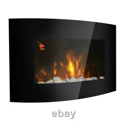 Chauffage de cheminée électrique mural de 2000W avec effet de flamme et télécommande.