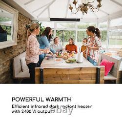 Chauffage infrarouge pour patio, jardin, maison et extérieur 2400W IP44 télécommande noire.