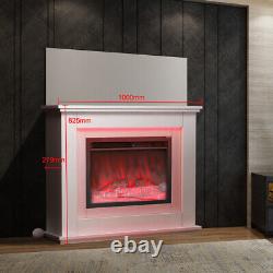 Cheminée Électrique Fire Suite Wood Flame Effect Chauffe-glace Poêle Led Télécommande