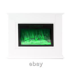 Cheminée Électrique Fire Suite Wood Flame Effect Chauffe-glace Poêle Led Télécommande