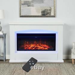 Cheminée Électrique Led Log Fire Flame White Surround Standing Heater Set 30/34'