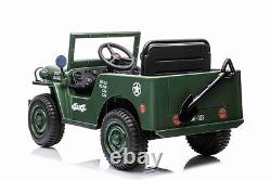 Electric Ride On Car 4wd 12v Jeep Vintage Classic Enfants Enfants Distance Parentale