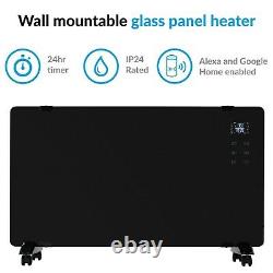 Electriq 2000w Black Designer Glass Heater Wall Mountable Low Energy Avec Smart