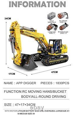 Excavatrice mécanique à télécommande RC de MOULDKING blocs de construction technic