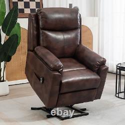 Fauteuil élévateur électrique avec télécommande, inclinable en position debout, couleur marron