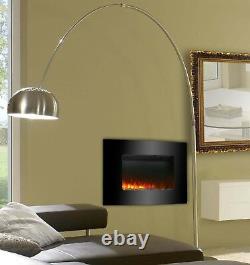 Foyer Électrique En Verre Noir Fire Slim Curved Wall Mounted Living Room Heater