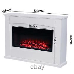 Free Standing Electric Led Fireplace White Surround Fire Log Flame Heater 34 À