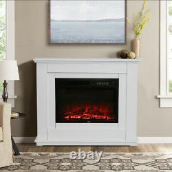 Free Standing Electric Led Fireplace White Surround Fire Log Flame Heater Vivre