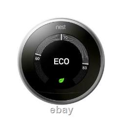 Google Certified Nest 3ème Génération Thermostat Withbase En Acier Inoxydable T3007es